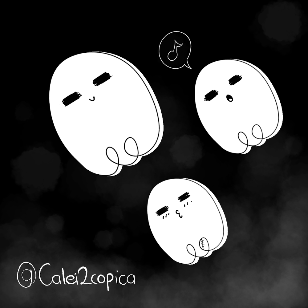 Ilustración de 3 fantasmas tiernos