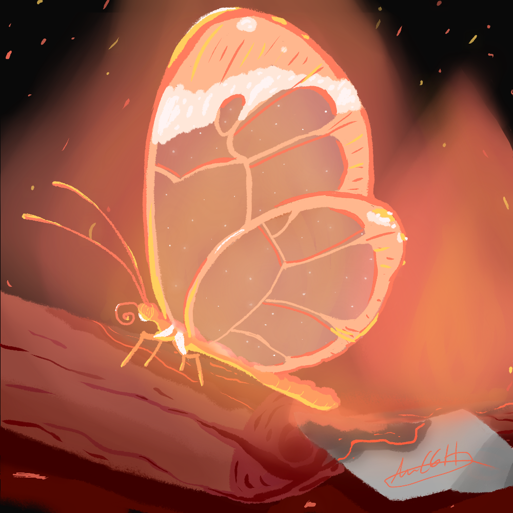 Ilustración digital inspirada en la mariposa cristal